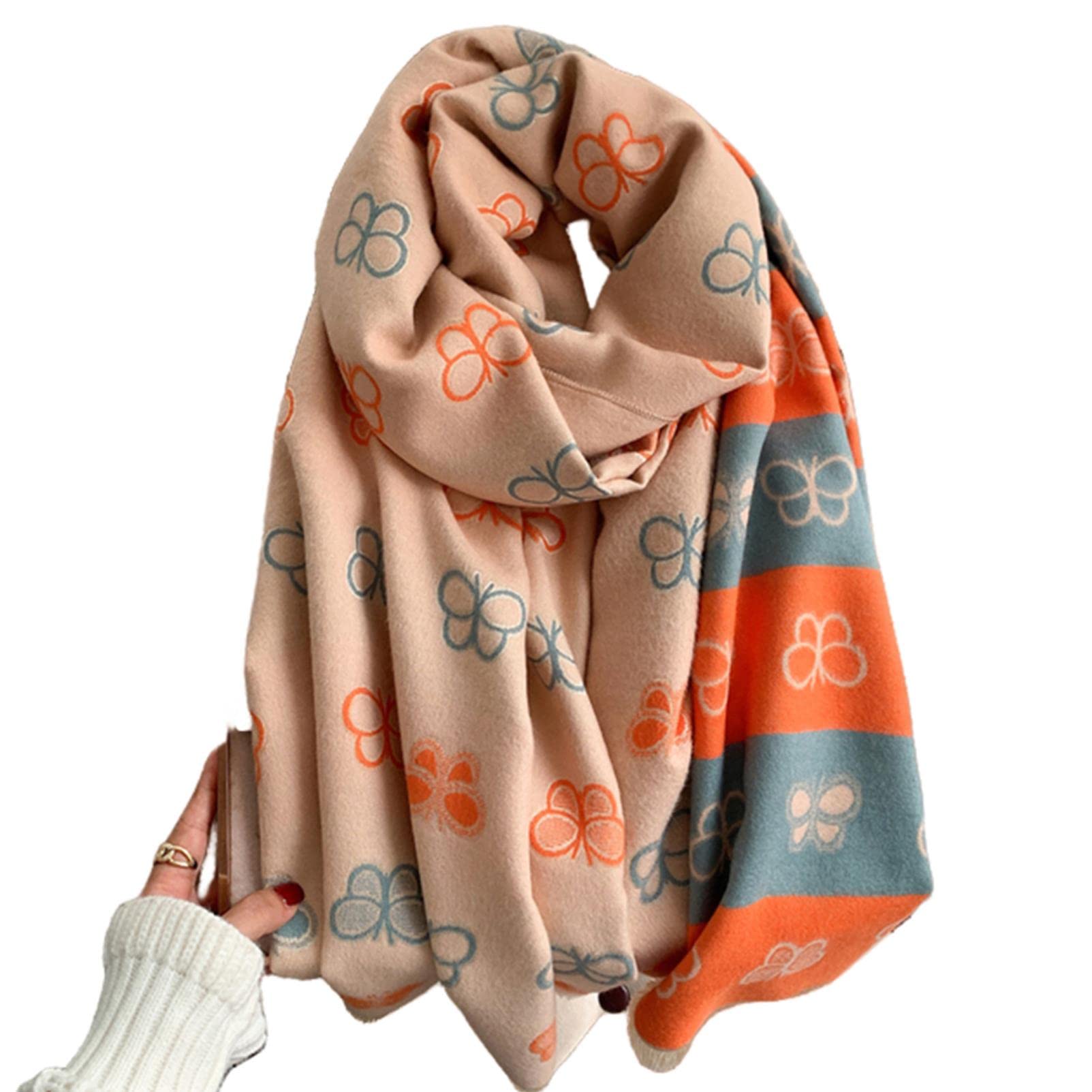 URYYRIT Foulard Écharpe Cachemire Chaude Dames Imprimer Un Châle De Couverture Hivernale Épaisse Et Envelopper Pashmina 180 * 65 Cm Femmes-Wyt157-6