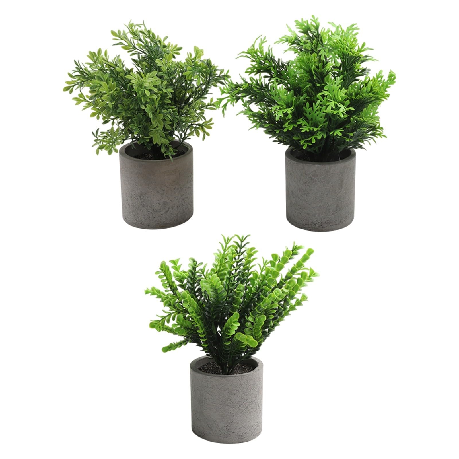 Plantas artificiales en macetas, paquete de 3 mini eucaliptos falsos para decoración de oficina en casa, decoración de escritorio de plástico