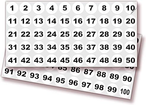 amazon com consecutive number vinyl stickers 1 to 100 1 inch 1 set white self adhesive premium decal ideal for inventory storage organizing boxes bins toolbox lockers and more indoor outdoor office products