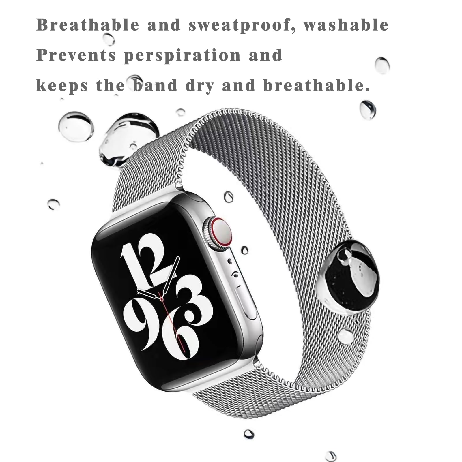 KAMINRUN Mesh Metal Bands Compatible with Apple Watch Band 42 mm 44 mm 45 mm 49 mm, Stainless Steel Magnetic Loop Strap, 44 MM - Image 2