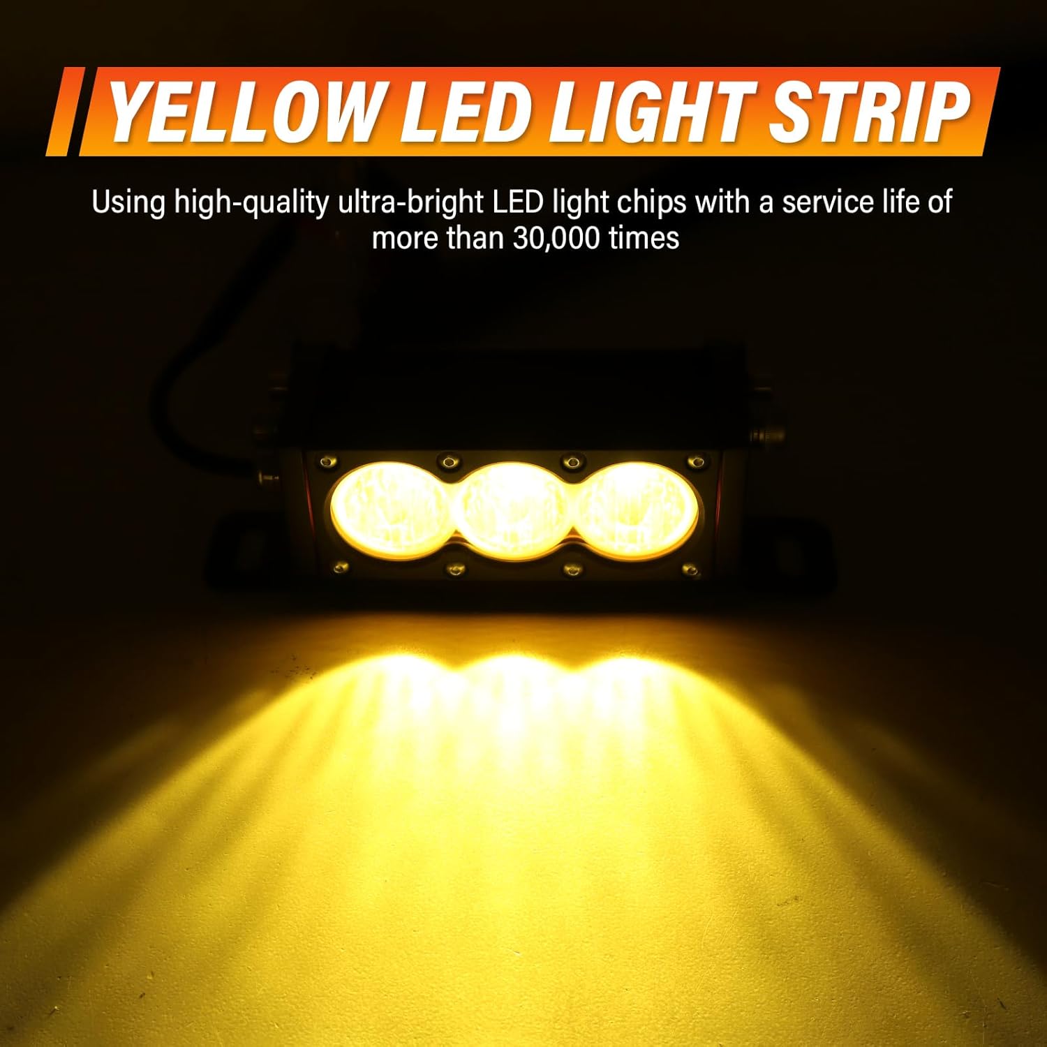 RIGIDON 6 Inch 30W Single Row LED Light Bar with Wire Harness, Amber Flood Beam 3000LM Off-road Light Driving Boat LED Fog Work Light for Trucks ATVs UTVs SUVs Car