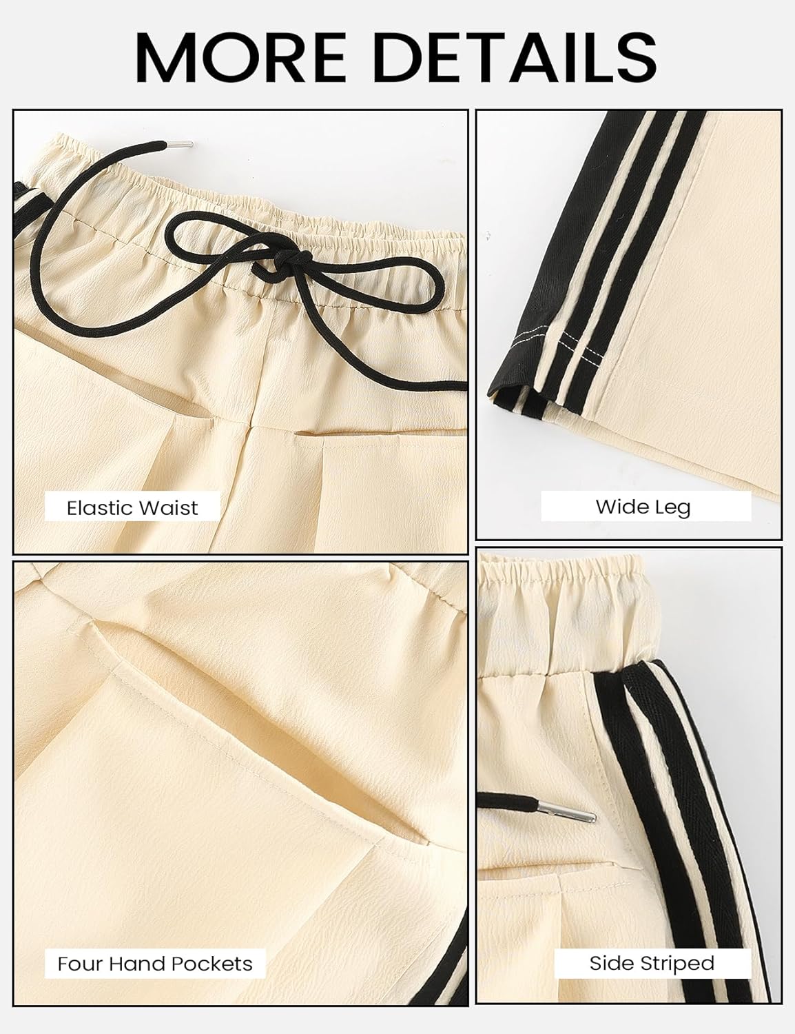 Wyeysyt Womens Wide Leg Pants Drawstring High Rise Palazzo Pants Side Striped Baggy Track Pants with Pockets - Image 6