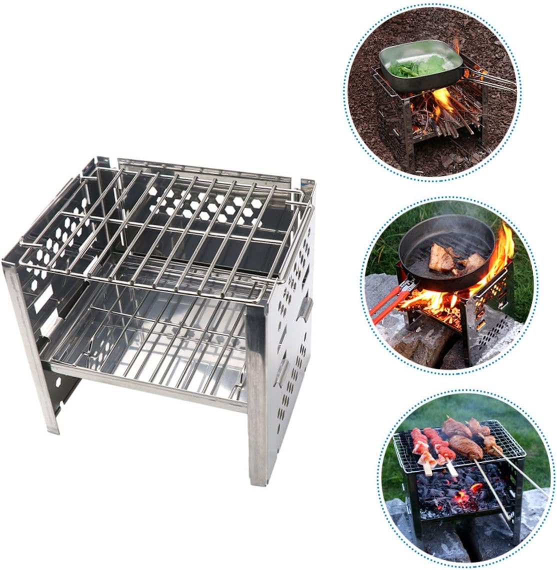 Garneck Grill Alternative Camping Grill Grate Portable Bbq Stove for Outdoor Garden Bonfire