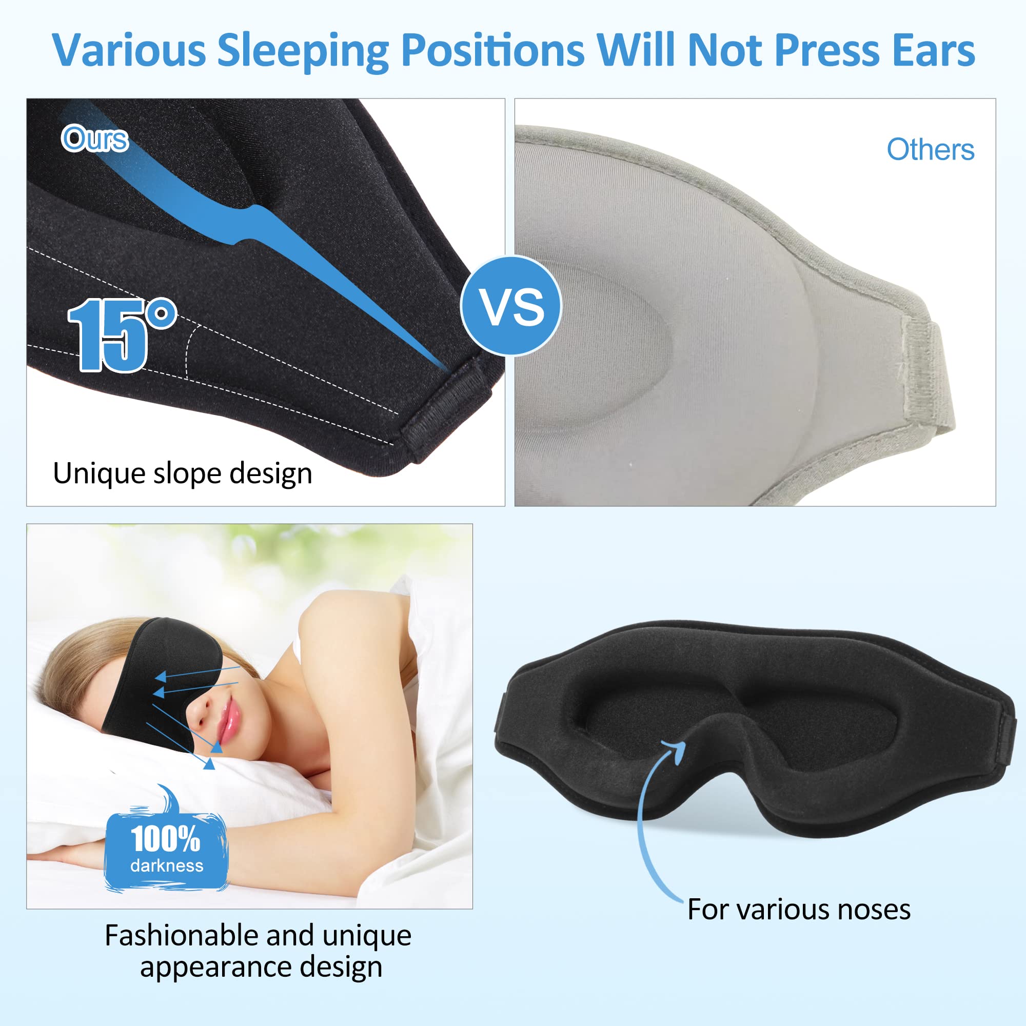 Mascherina per Dormire per Uomini e Donne, Maschera per Occhi Blocca la Luce al 99.99%, Maschera Notte, Benda per Dormire, Paraocchi, Copriocchi, Fascia Occhi Sonno,Pisolino,Viaggio in Aereo (Marrone