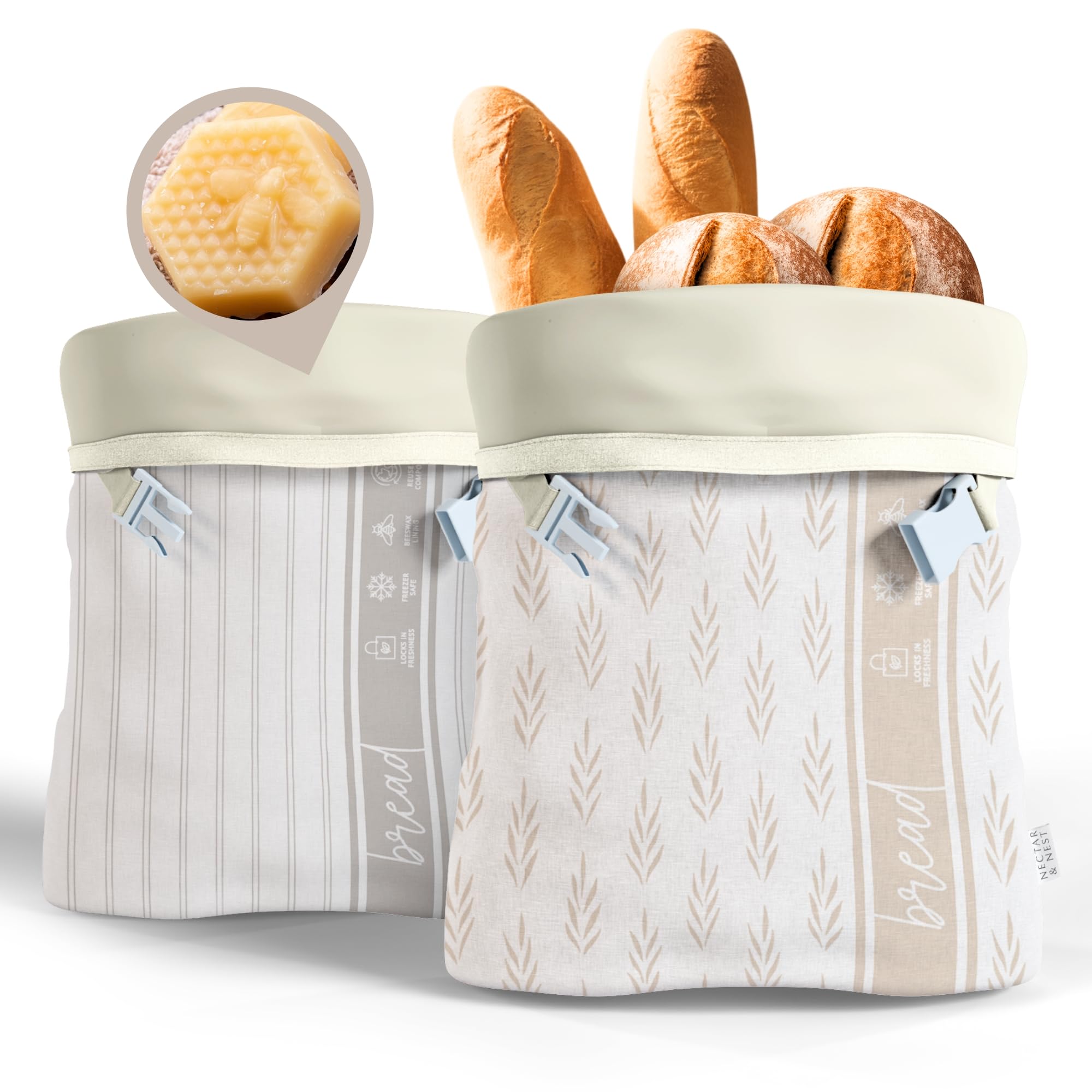 Reusable Beeswax Bread Bags for Homemade Bread & Sourdough – XL Eco-Friendly, Natural, Food-Safe Storage Bag to Keep Loaves Fresh Longer – Sustainable, Zero Waste