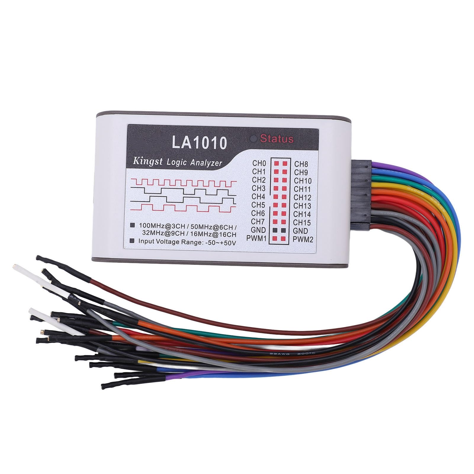 16-Kanal-Logikanalysator mit Kabel, 100M Abtastrate, -50-50V Eingang, für die Signalanalyse und Fehlersuche