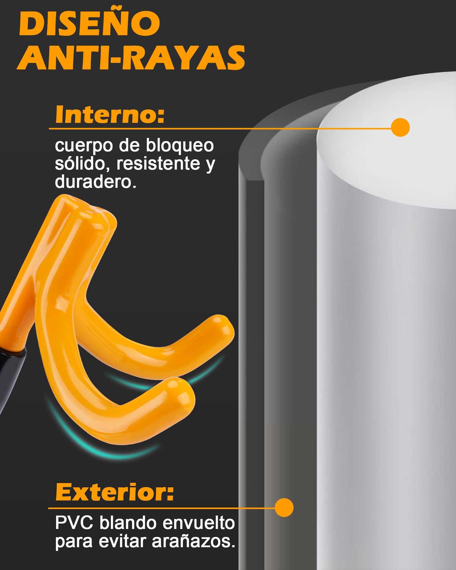 Tevlaphee Bloqueo de Volante con 4 Ganchos, Dispositivo Antirrobo Resistente de Alta Visibilidad, Ajuste Universal para Coches, Furgonetas, SUVs, Compatible con Volantes de hasta 41,5cm(Amarillo)