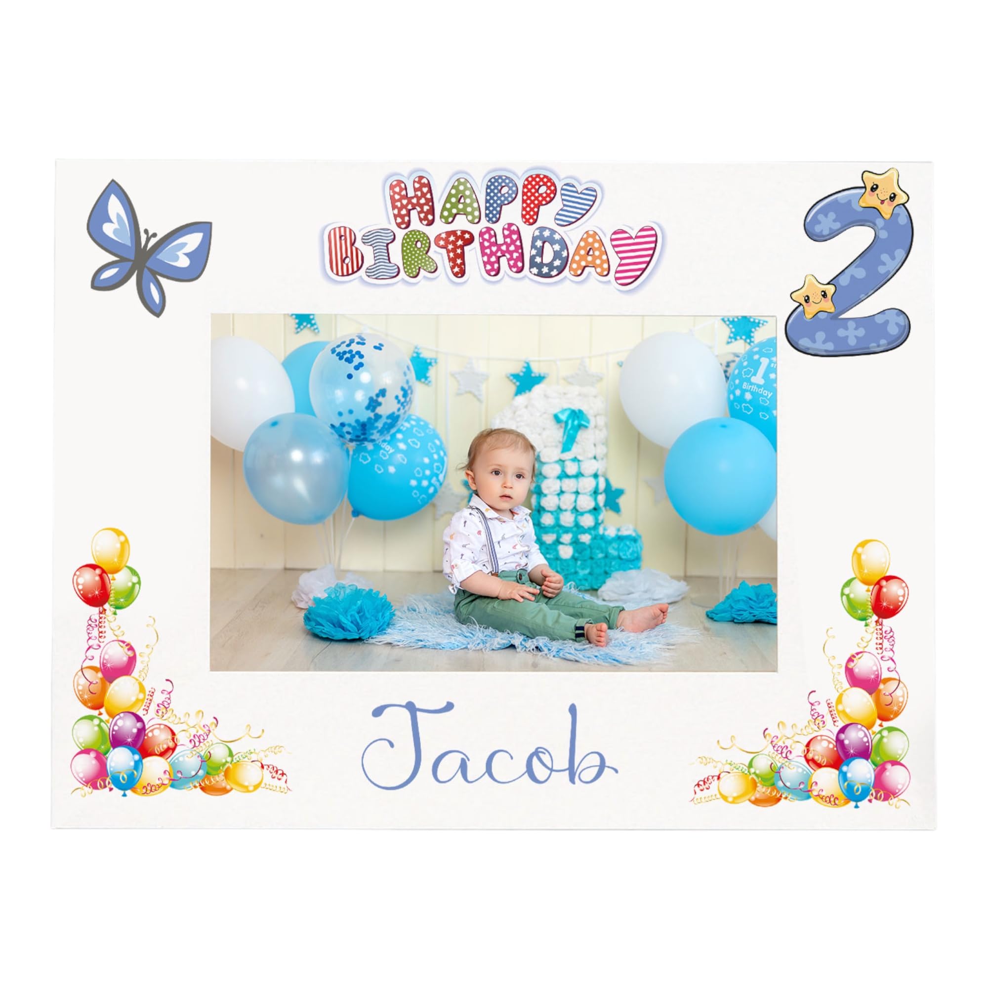Personalised My Second Birthday Photo Frame Landscape Boy's 2nd Keepsake