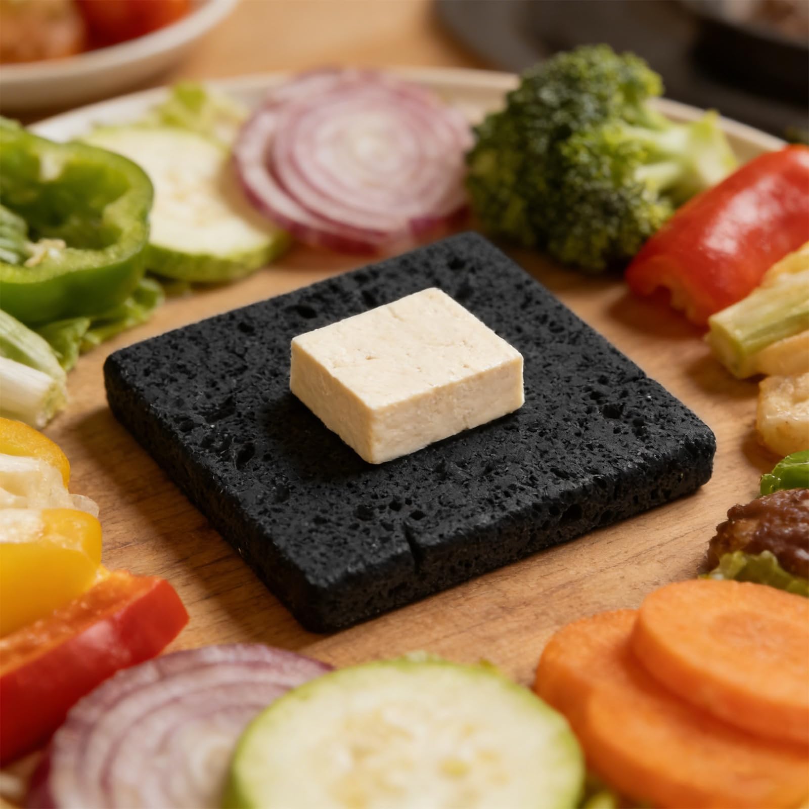 Kamień do gotowania z lawą do biwakowania na świeżym powietrzu, płyta z wulkanicznej skały, 3,9" x 3,9" x 0,6&;, koreański kamień do grillowania i pieczenia potraw