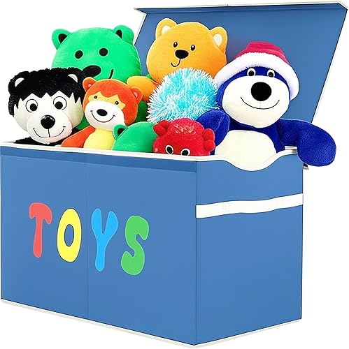 Miniatura 10 de YOLOXO Caja de juguetes, contenedores de almacenamiento plegables resistentes con tapas, cajas organizadoras de juguetes extra grandes para niños,