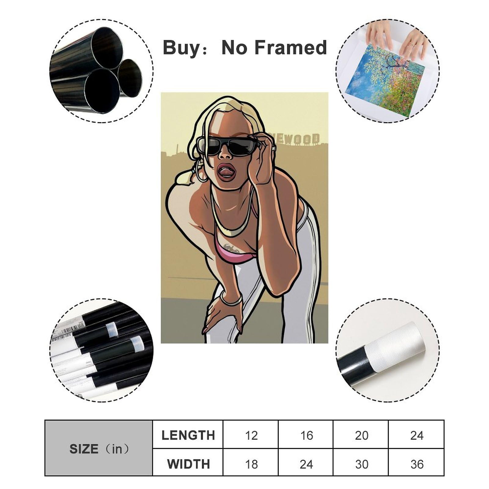 GTA San Andreas Poster 50x75cm - Vintage Leinwand Druck