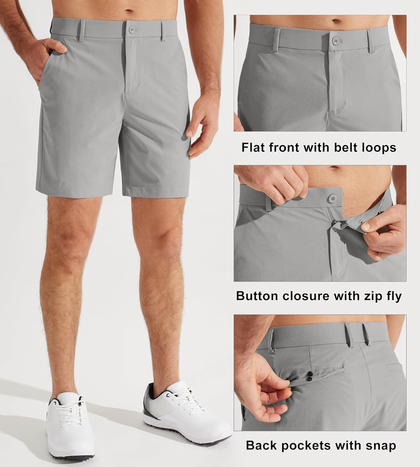Libin Mens Golf Shorts 7"/9" Work Dress Shorts Casual Flat Front Hybrid Short Lightweight Quick Dry Water Resistant - Image 3