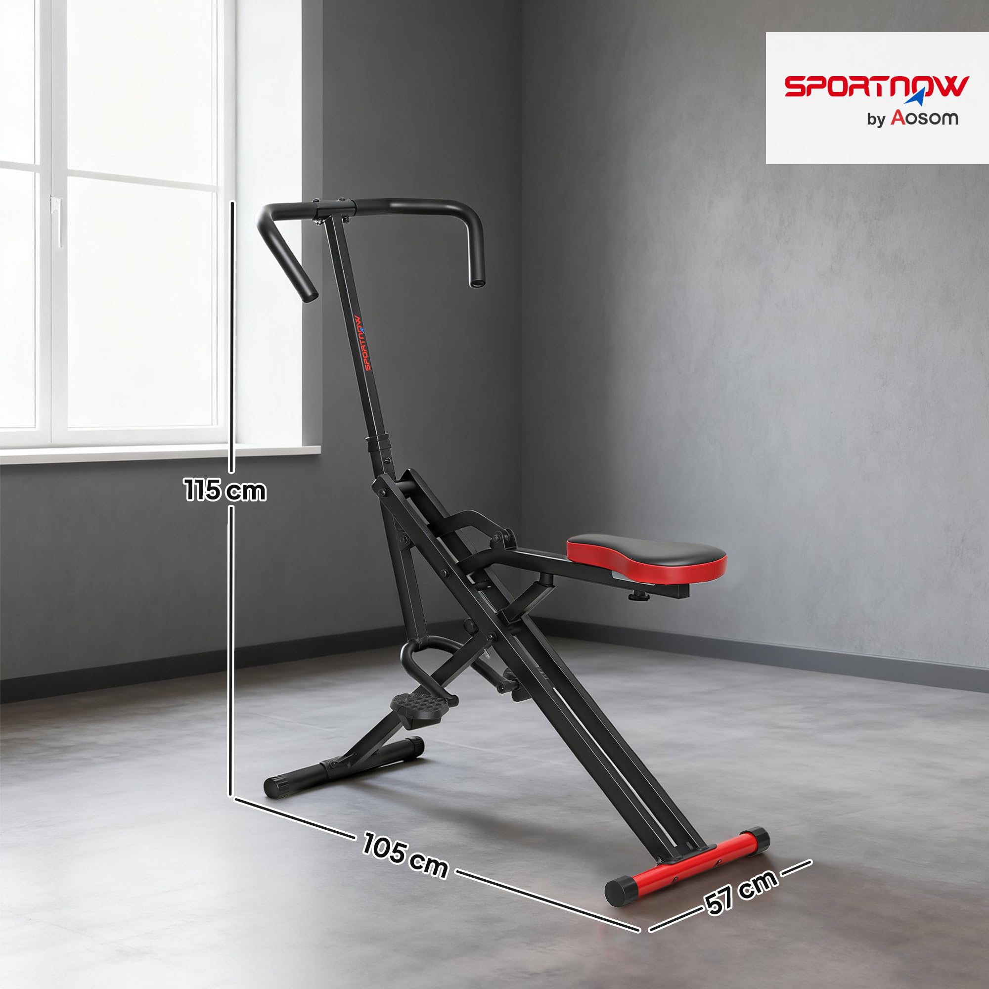 SPORTNOW Appareil d'Entraînement Abdominal, Appareil de Fitness Pliable avec Siège Réglable, Machine d'Entraînement pour Bras, Jambes, Dos, Fessiers, Installation Facile, pour Maison et Salle de Gym