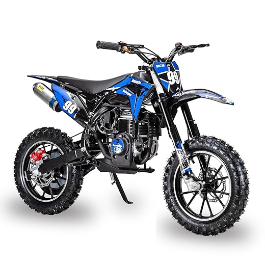 40cc 4-Stroke Dirt Bike for Kids, Gas Powered Off Road Motorcycle Mini Bikes with Speeds up to 25 MPH for Uphill and Off-Road Conditions Pull Start, Blue