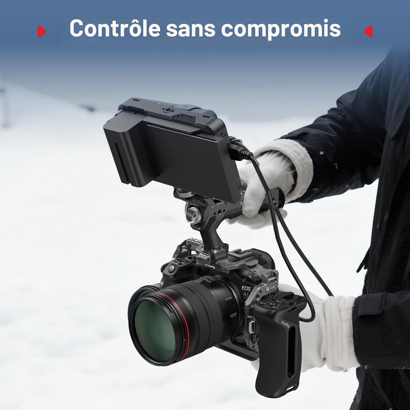 SMALLRIG HawkLock H21 Poignée Supérieure à Dégagement Rapide, Bidirectionnelle et Compatible avec NATO QR-Slide pour Arri (vis 1/4"-20), Conception Ergonomique, Charge Max15 kg - 5632