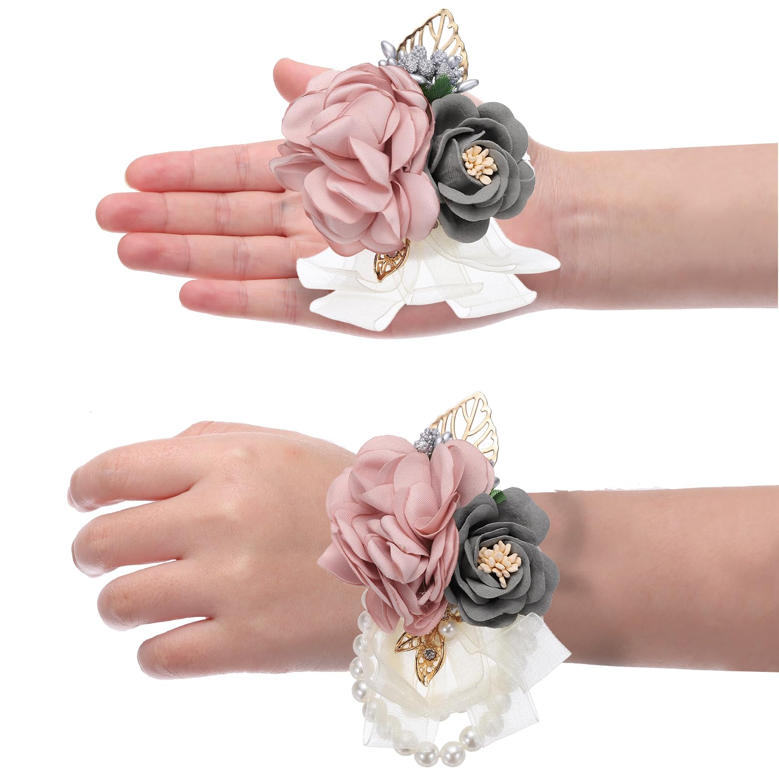 Sourcing Map Bracciale Con Fiori Artificiali Per Polso - 2 Pezzi, Verde Scuro, In Poliestere, Per Sposa, Damigelle E Feste - 2