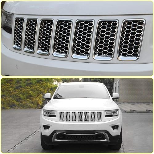 Vista 8 de JeCar Rejilla delantera Insertos Malla Honeycomb para Jeep Grand Cherokee 2014-2016 Negro