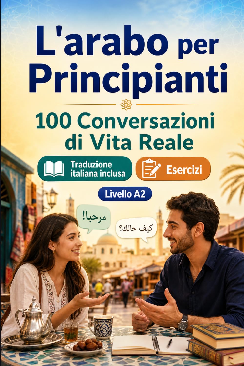 L'arabo per Principianti A2: 100 Conversazioni di Vita Reale: Impara l'arabo con 100 dialoghi bilingue, saluti, viaggio, spesa, lavoro, traduzione, vocabolario ed esercizi