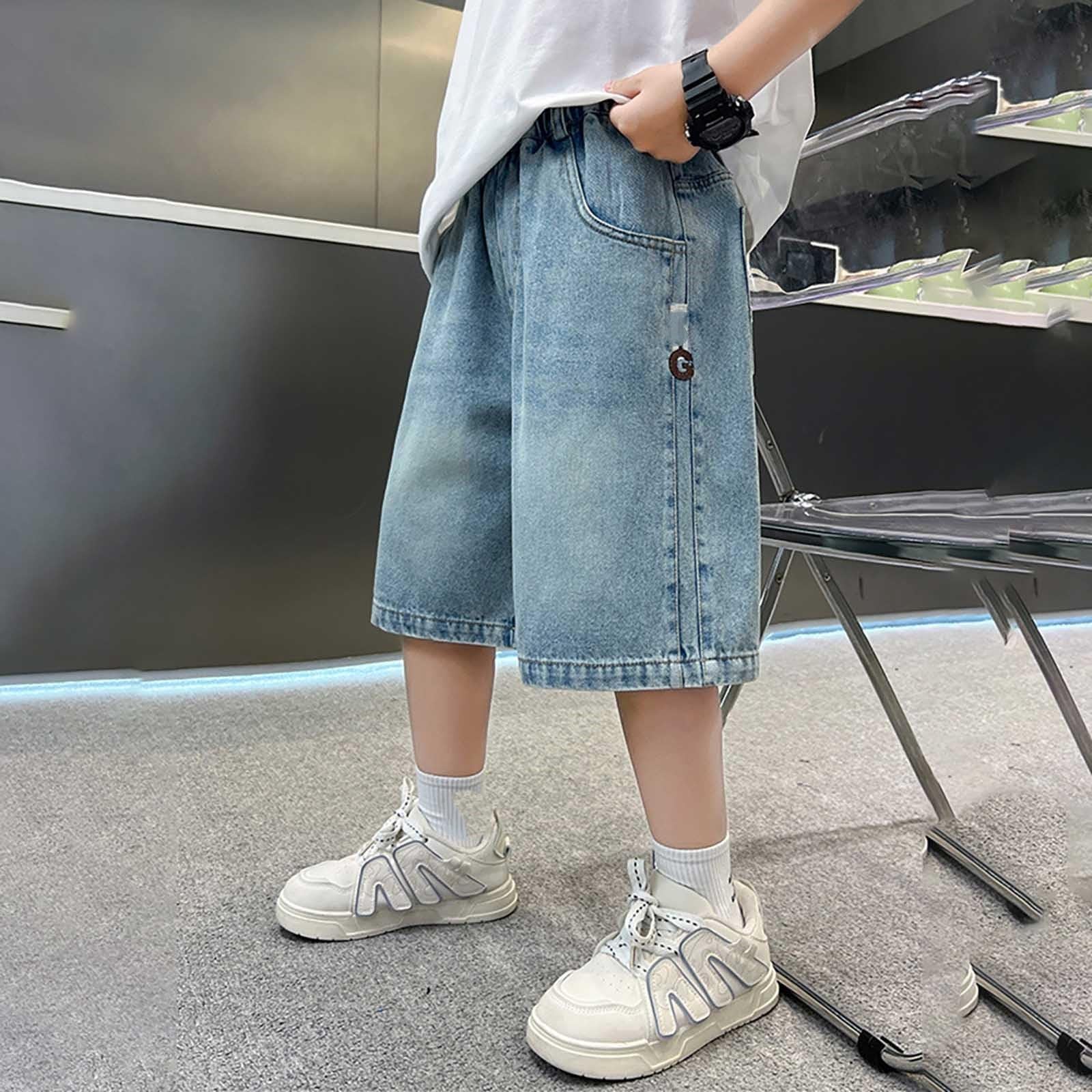 Baggy Jeans Shorts Jungs 4-14 Jahre Y2k Kurze Jeans Hip Hop Vintage Denim Teenager Streetwear Sommer Bermuda