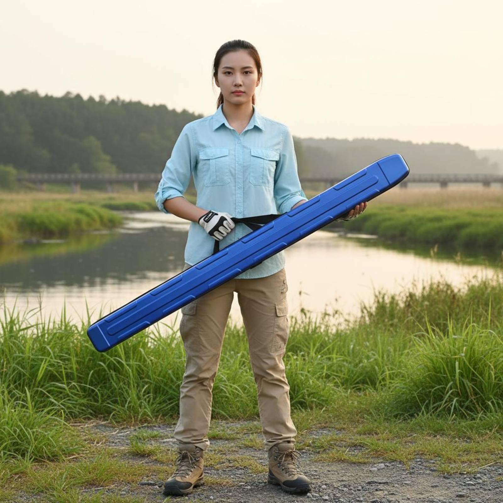 rockible Custodia Porta Canne da Pesca Rigida Impermeabile Borsa Protettiva Astuccio Trasporto Tubo Canne Design Leggero in Cinghia E Impugnatura per Mobilità, Argento, Argento, 156CM 10CM 10CM