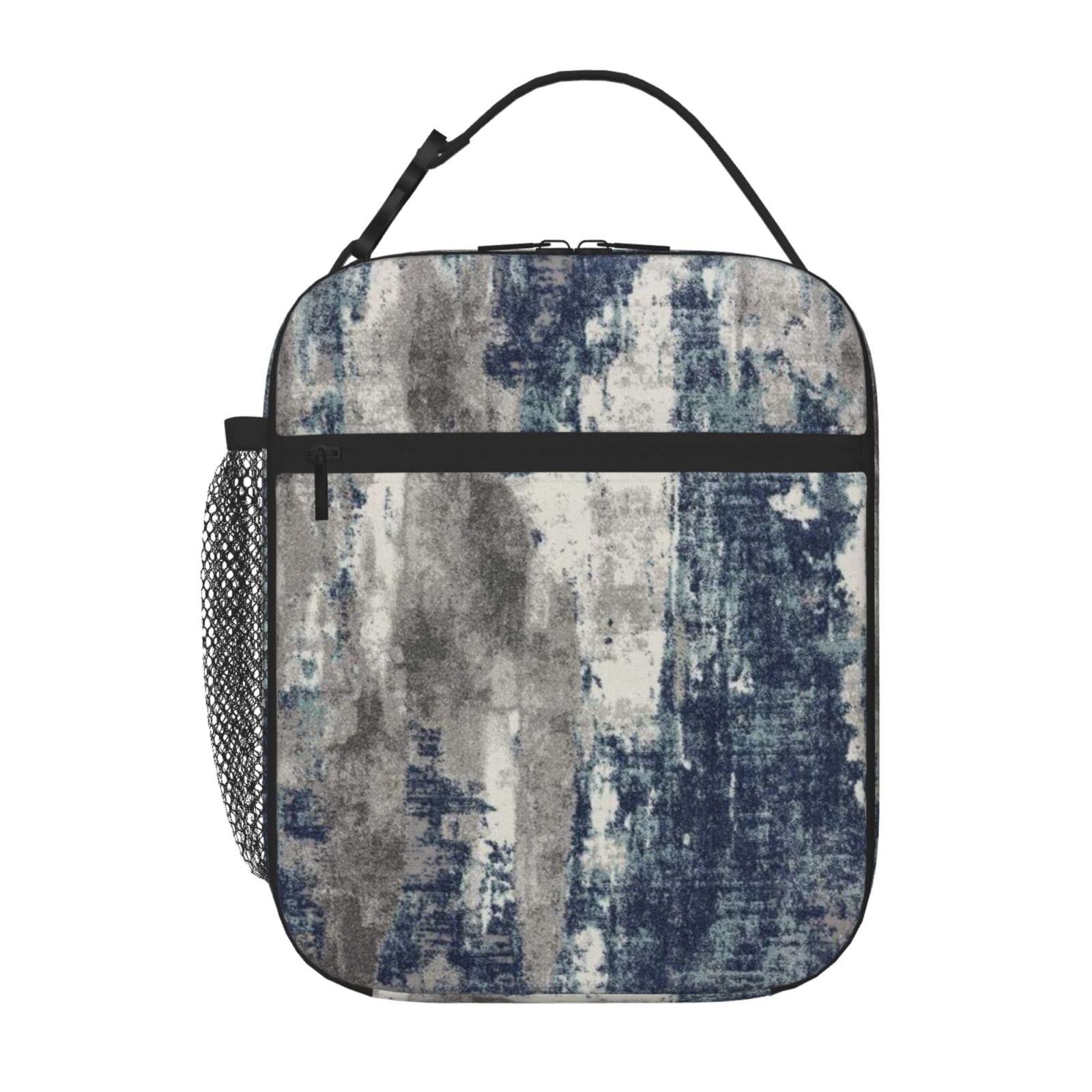ESASAM Abstract Blue Printed Oxford Cloth Insulated Lunch Box, Refrigerated Bag for Children and Adults