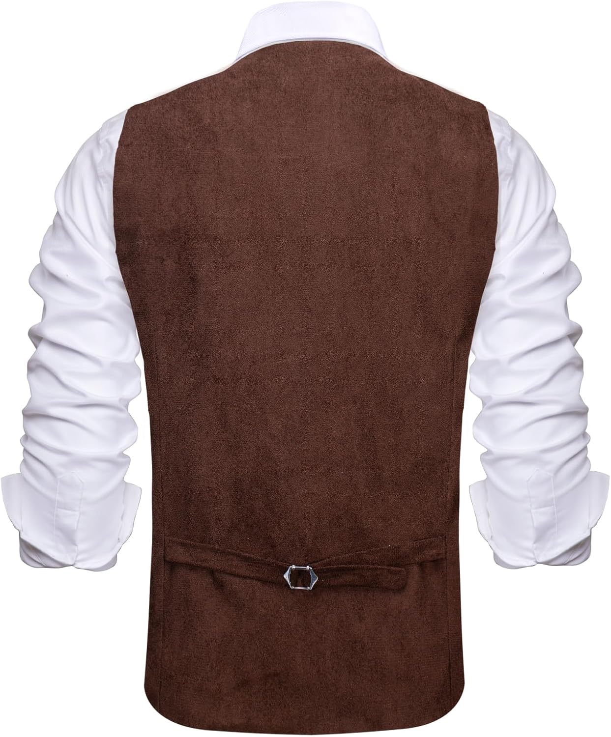 Hi-Tie Men's Suede Leather Vest Western Cowboy Vest Slim Fit Sleeveless V Neck Waistcoat Casual - Image 3