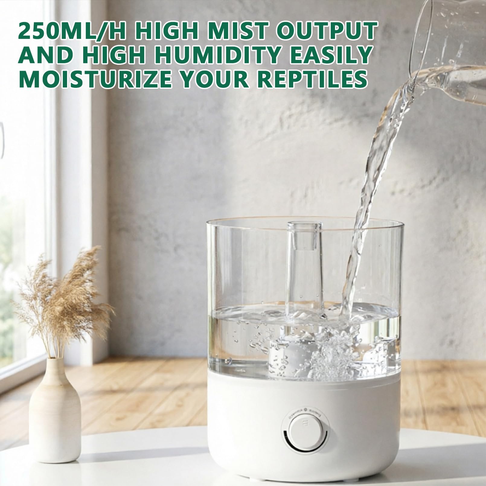 Humidificateur pour reptiles 4 L deux tuyaux grand réservoir tube rétractable brumisateur silencieux haut volume amphibiens plantes humides