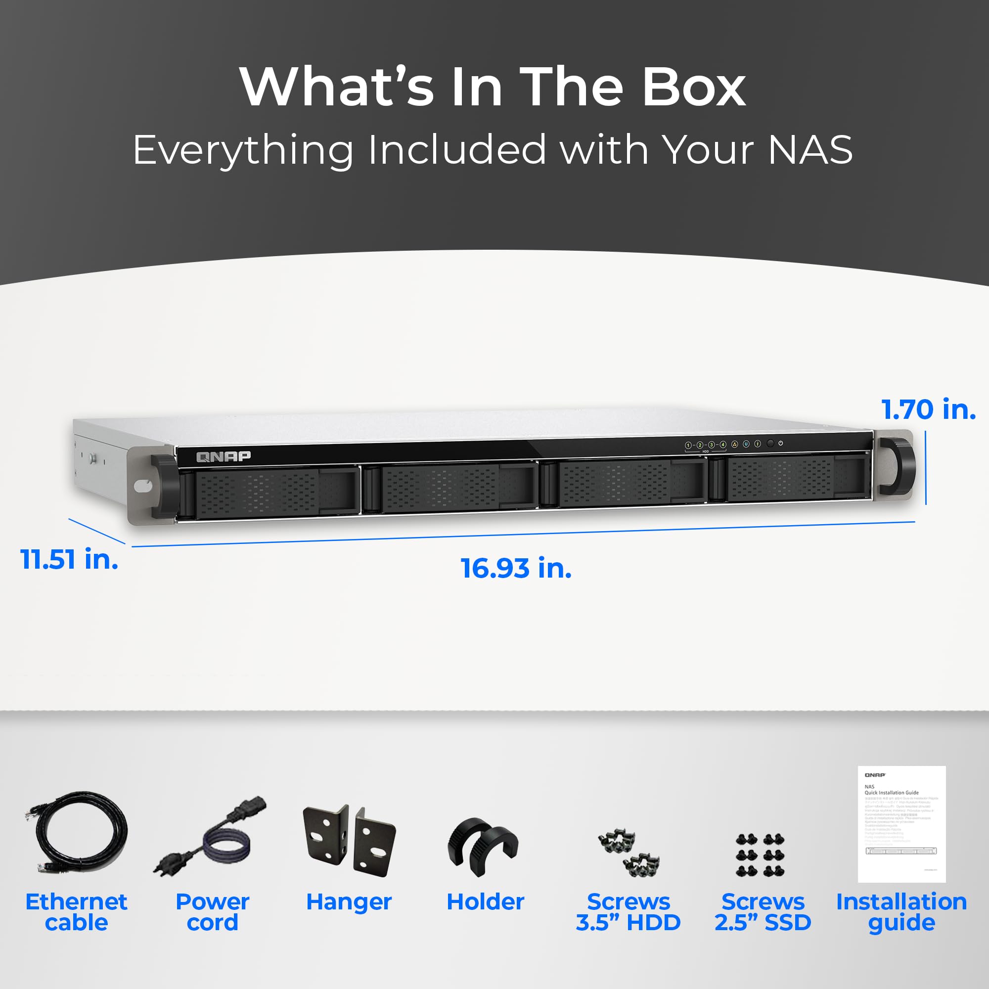 QNAP TS-433eU Compact 1U Short-Depth rackmount 2.5GbE NAS, Affordable Edge Storage with NPU Acceleration (Diskless)