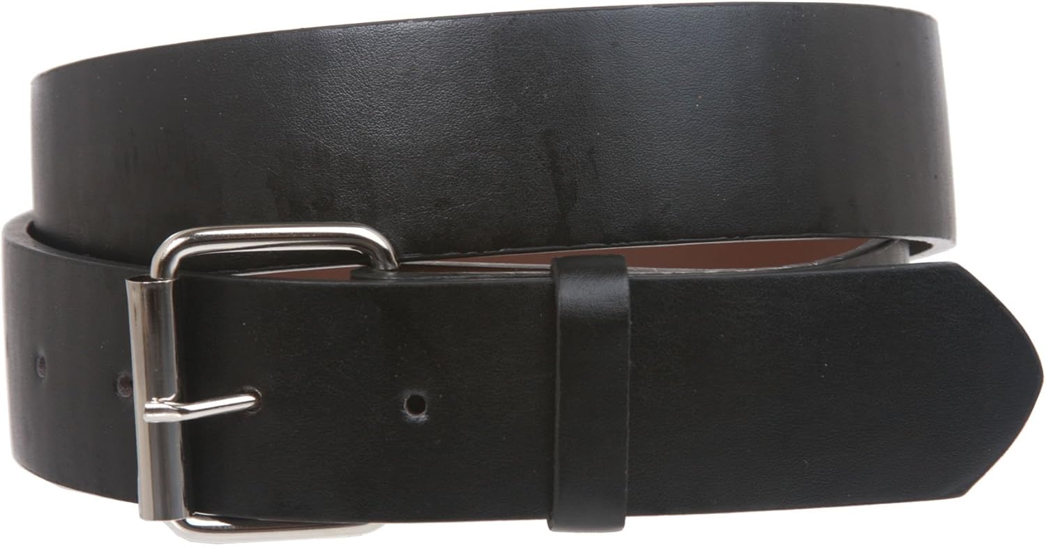 1 1/2" (38mm) Snap On Plain Leather Jean Belt With Roller Buckle