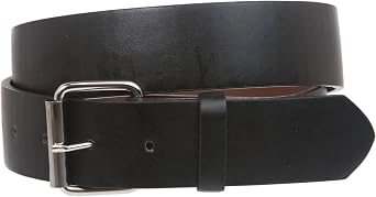 Beltiscool 1 1/2" 38mm Snap On Plain Leather Jean Belt With Roller Buckle