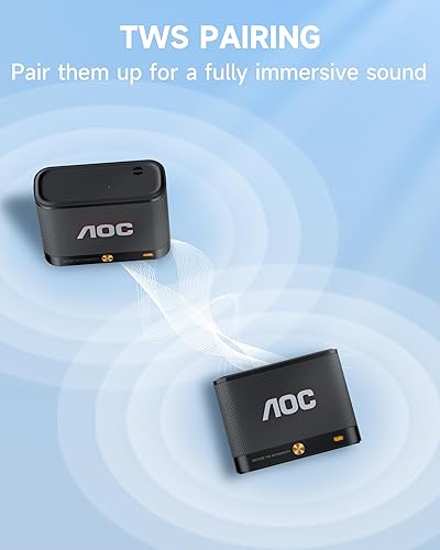 Miniatura 6 de AOC Altavoz Bluetooth portátil con sonido estéreo, BT 5.4, BassUp, IP65 impermeable, tiempo de reproducción de 30 horas, emparejamiento estéreo