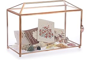 ELLDOO Rose Gold Wedding Card Box with Heart Lock