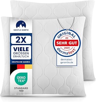 Gentle North Pillow 80 x 80 cm Sleeping Pillow for Bed With Zip for Filling  kotex Washable up to 60  White