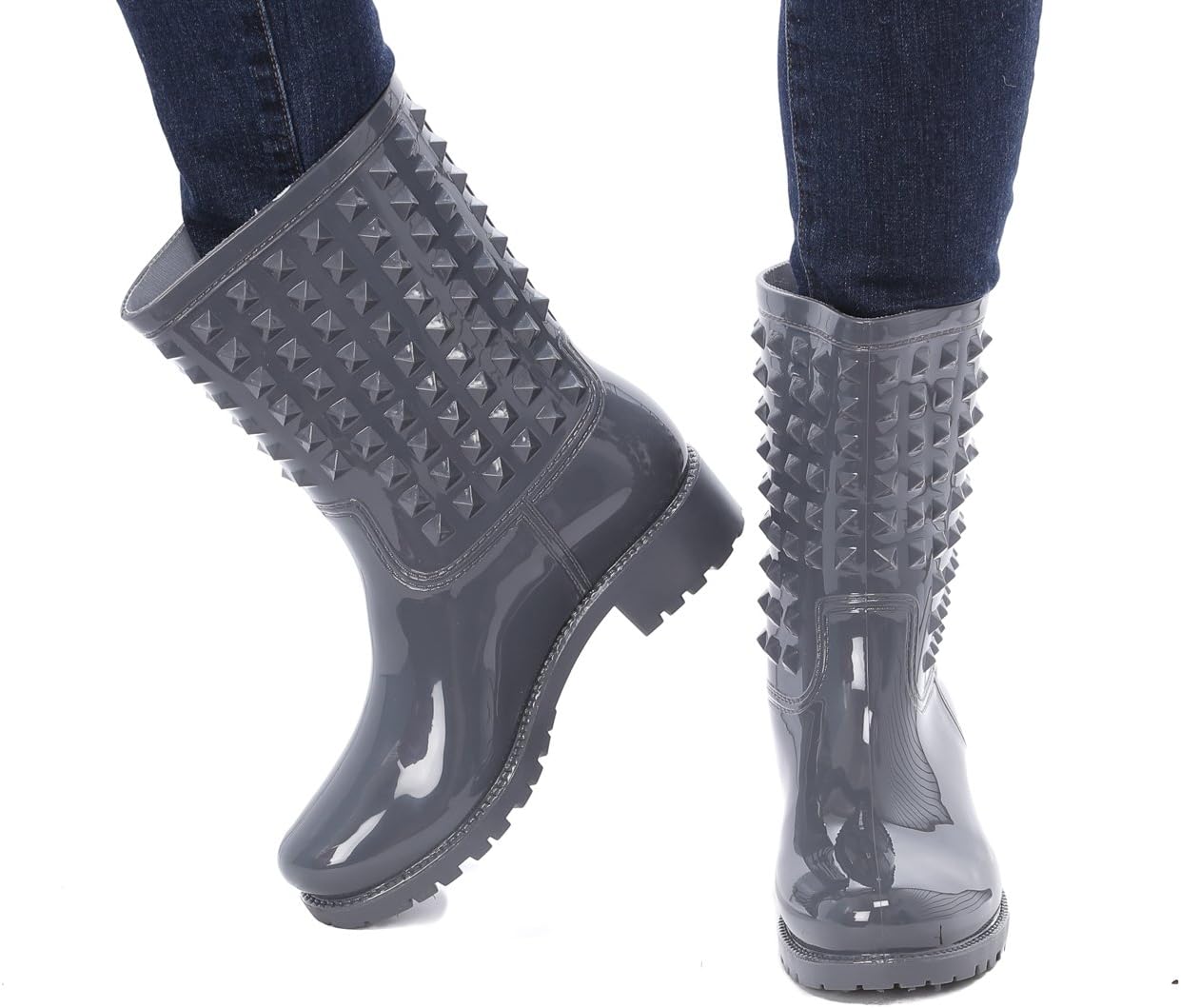Slush & Rain Rubber Comfortable Boots with Studded Details on Shaft