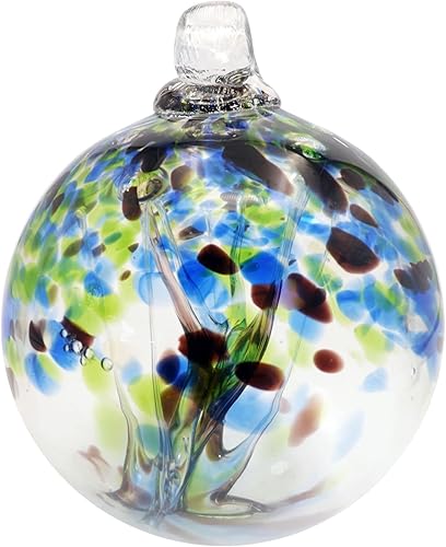 Dale Tiffany Vidrio soplado a mano, 4 pulgadas de diámetro, colección árbol de la vida, globo de bruja colgante jardín interiorexterior adorno