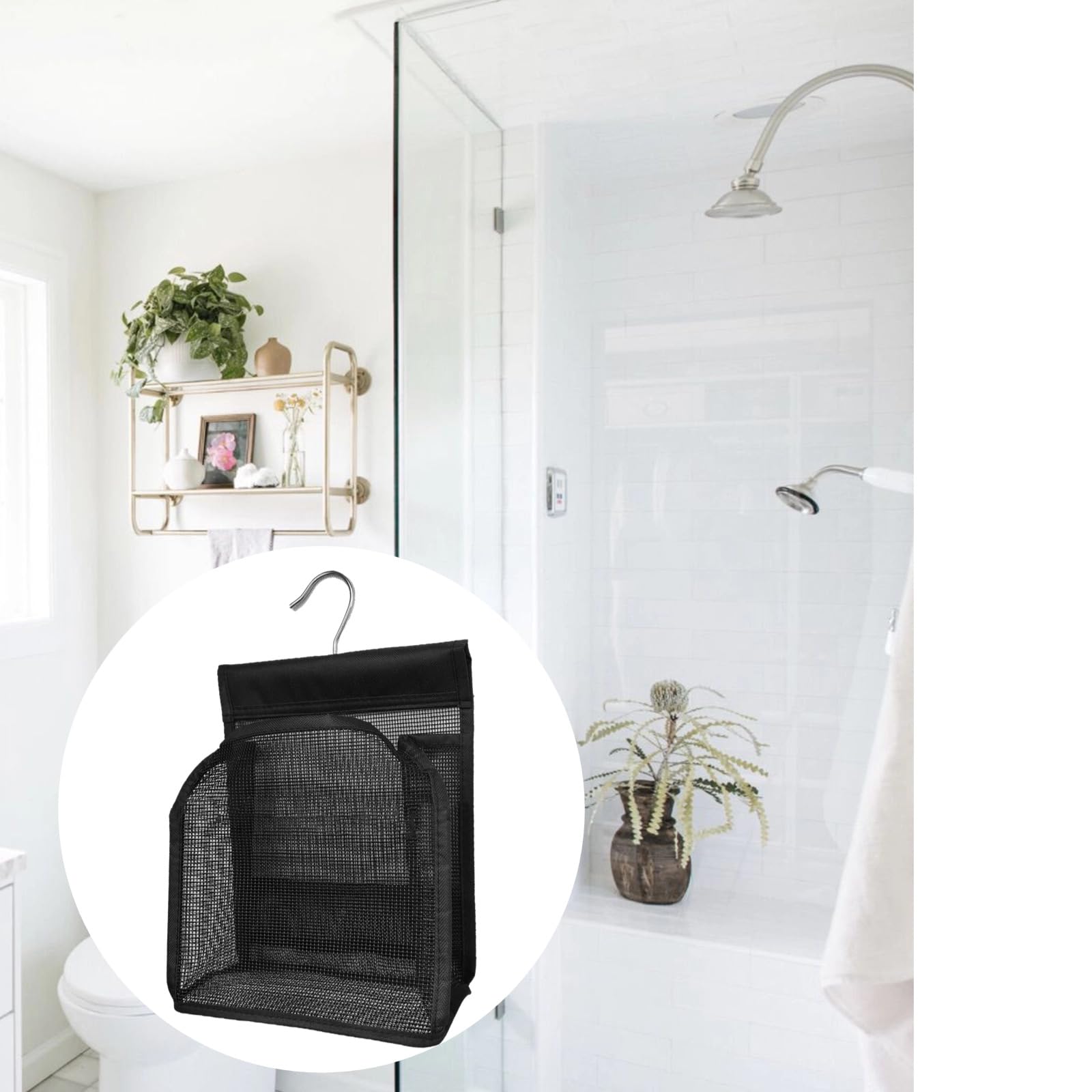 3 cesti da bagno sospesi in rete per doccia, organizer portatile per il bagno per dormitorio e appartamento, borsa portaoggetti da appendere per il bagno, con gancio per appenderlo facilmente