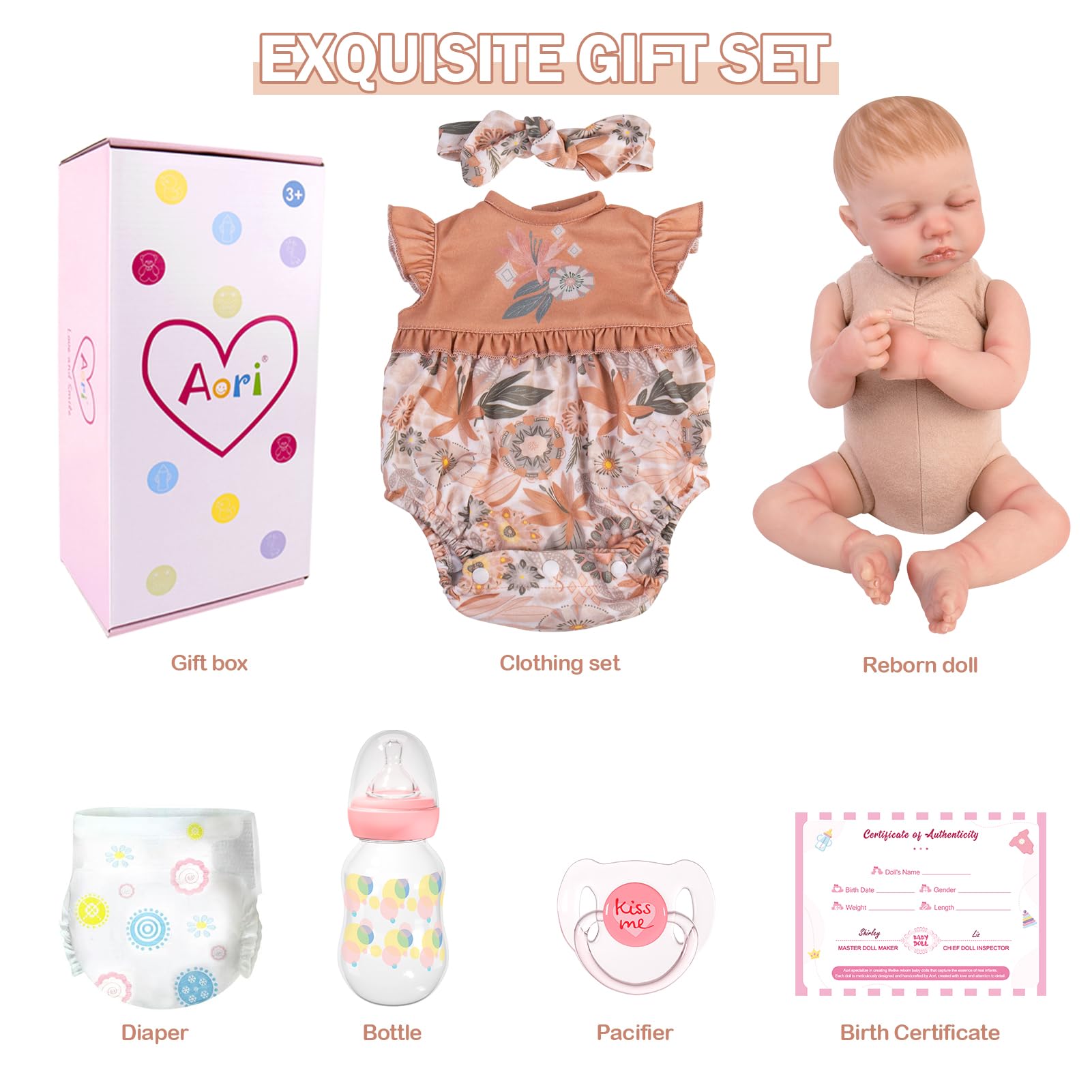 Muñecas de bebé Reborn realistas: muñeca realista de 20 pulgadas con extremidades posables y kit de alimentación, juego para niños a partir de 3 años 8