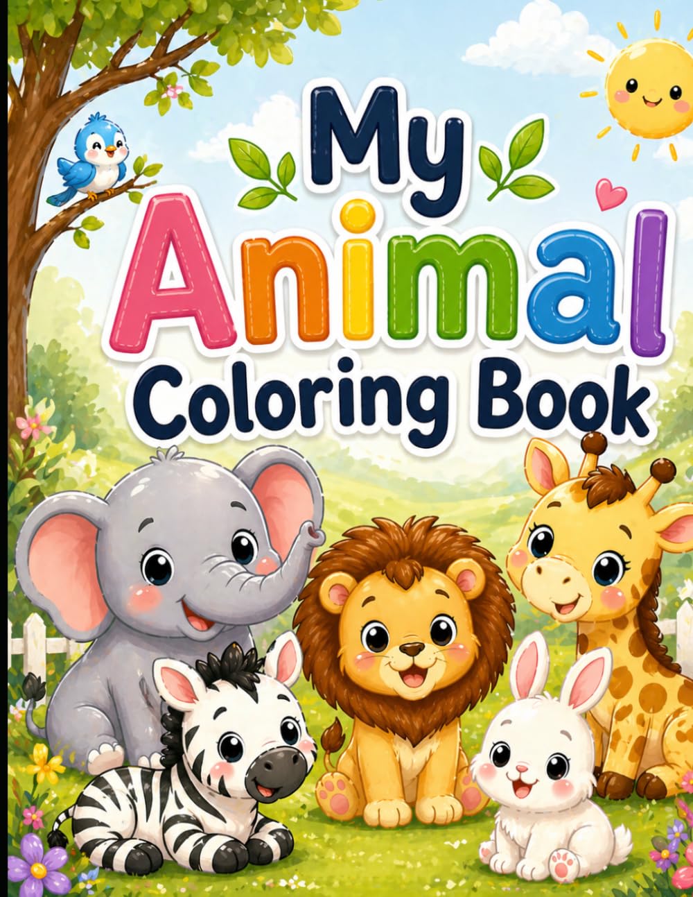 My Animal Colouring Book: Fun & Easy Animal Coloring Pages for Kids Ages 3-6