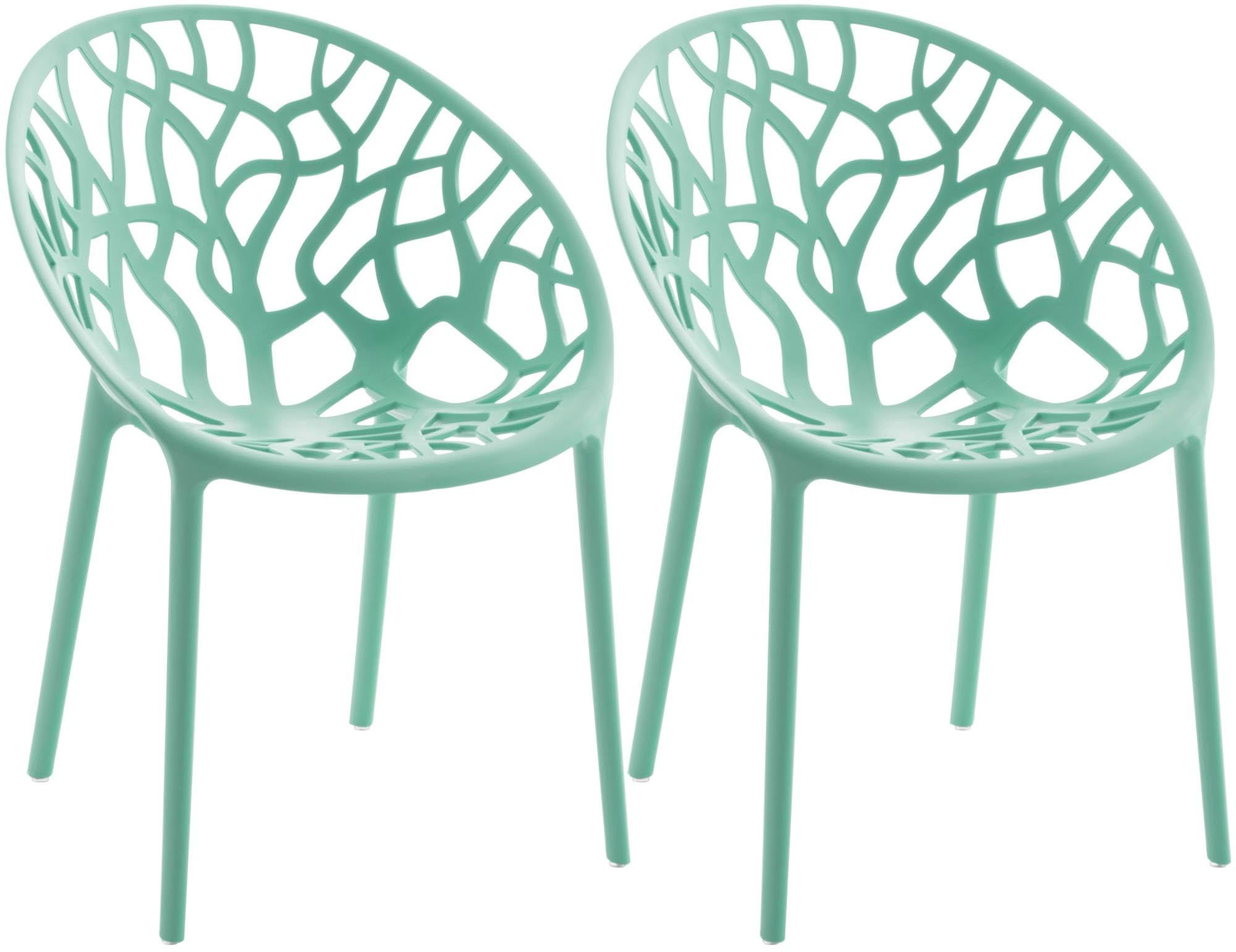 CLP Sedie da Giardino Hope, Set da 2 Impilabili, Resistenti Intemperie e Raggi UV, Poltroncine per Esterno in Plastica con Braccioli, Max 150 kg Colore:verde chiaro