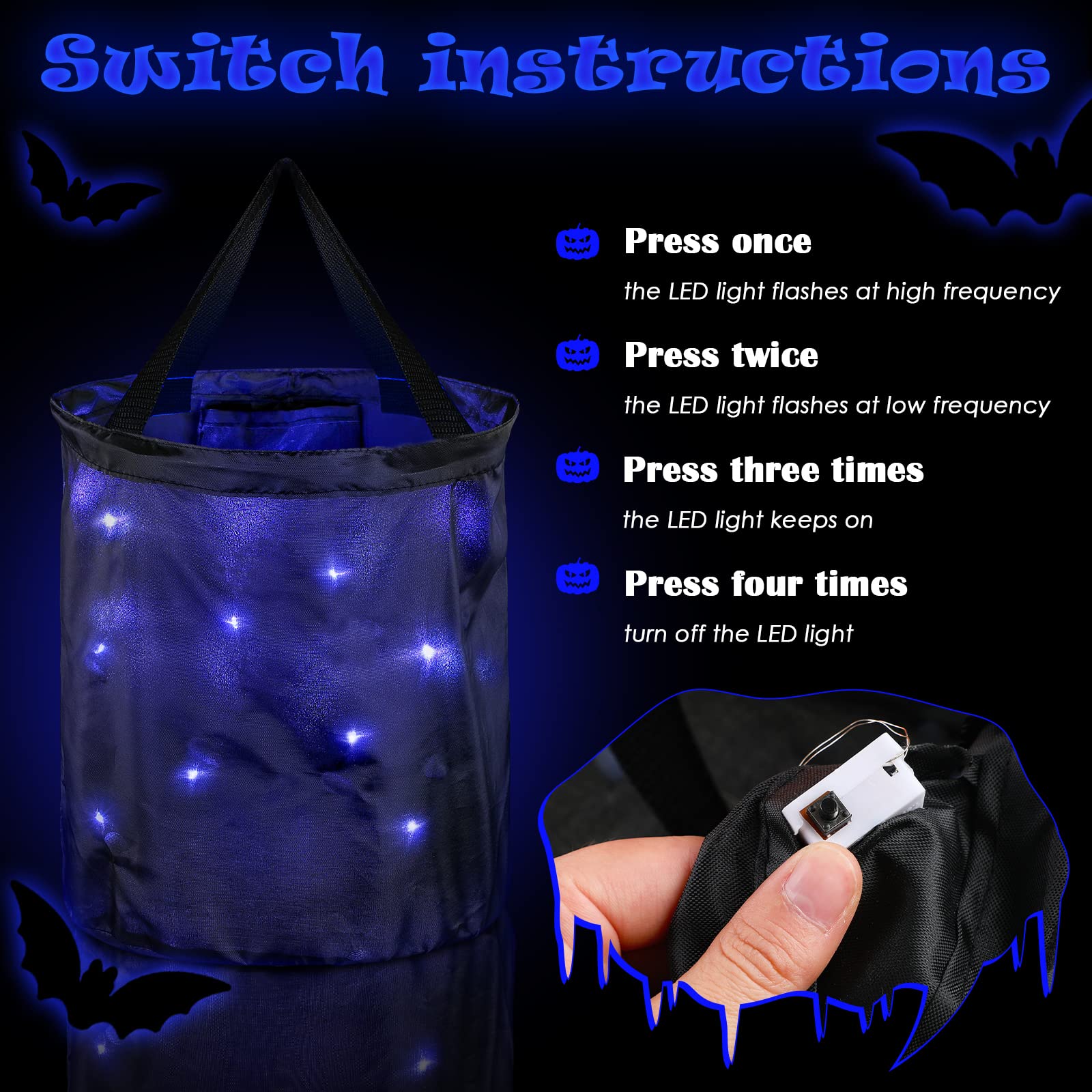 Snapklik.com : 2 Pieces LED Light Halloween Trick Or Treat Candy Bags ...