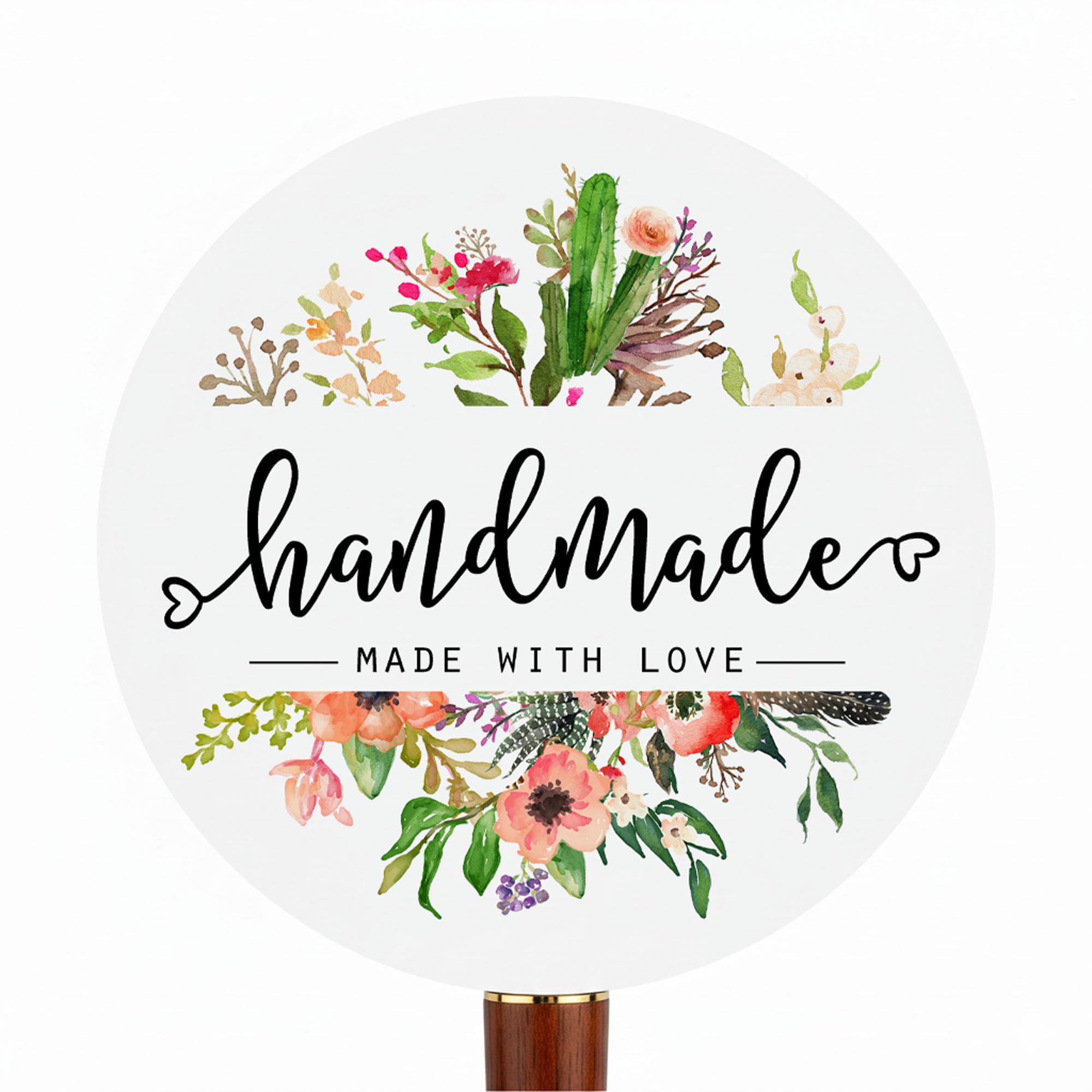 120pcs Handmade Made with Love Stickers for Christmas Favor Gift, Premium Floral Labels for Crafts, Gifts & Packaging, Adorable Handmade Stickers for
