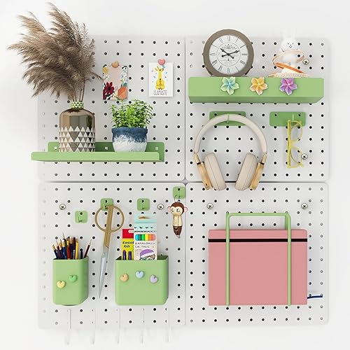 Kit combinado de tablero de clavijas de metal, 4 tableros de clavijas de acero al carbono con 26 accesorios, organizador de pared para el hogar,