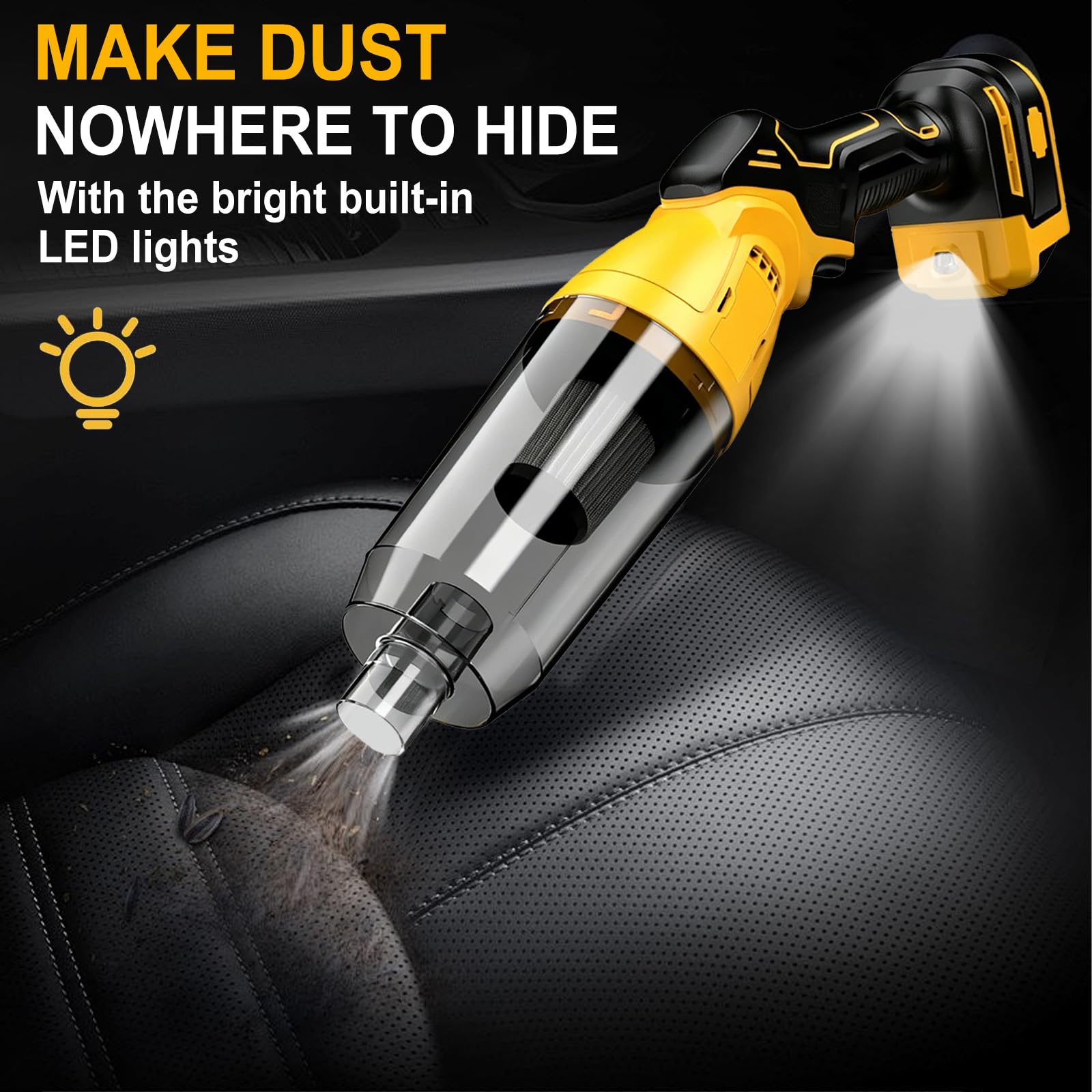 Aspiradora con batería compatible con Dewalt 18 V 20 V, 22000 Pa, aspiradora de mano portátil con 4 boquillas y depósito de polvo de 600 ml, aspiradora para pelo de animales, alfombras, suelos duros