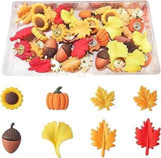 Autumn Decorative Push Pins for Cork Board,40 Pcs Fall Push Pins Cute Th...