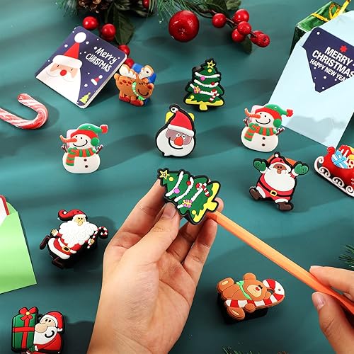 Miniatura 3 de Sacapuntas de Navidad a granel para niños, árbol de Navidad, Papá Noel, alce, oso, novedad, sacapuntas manual de mano, regalo de papelería de