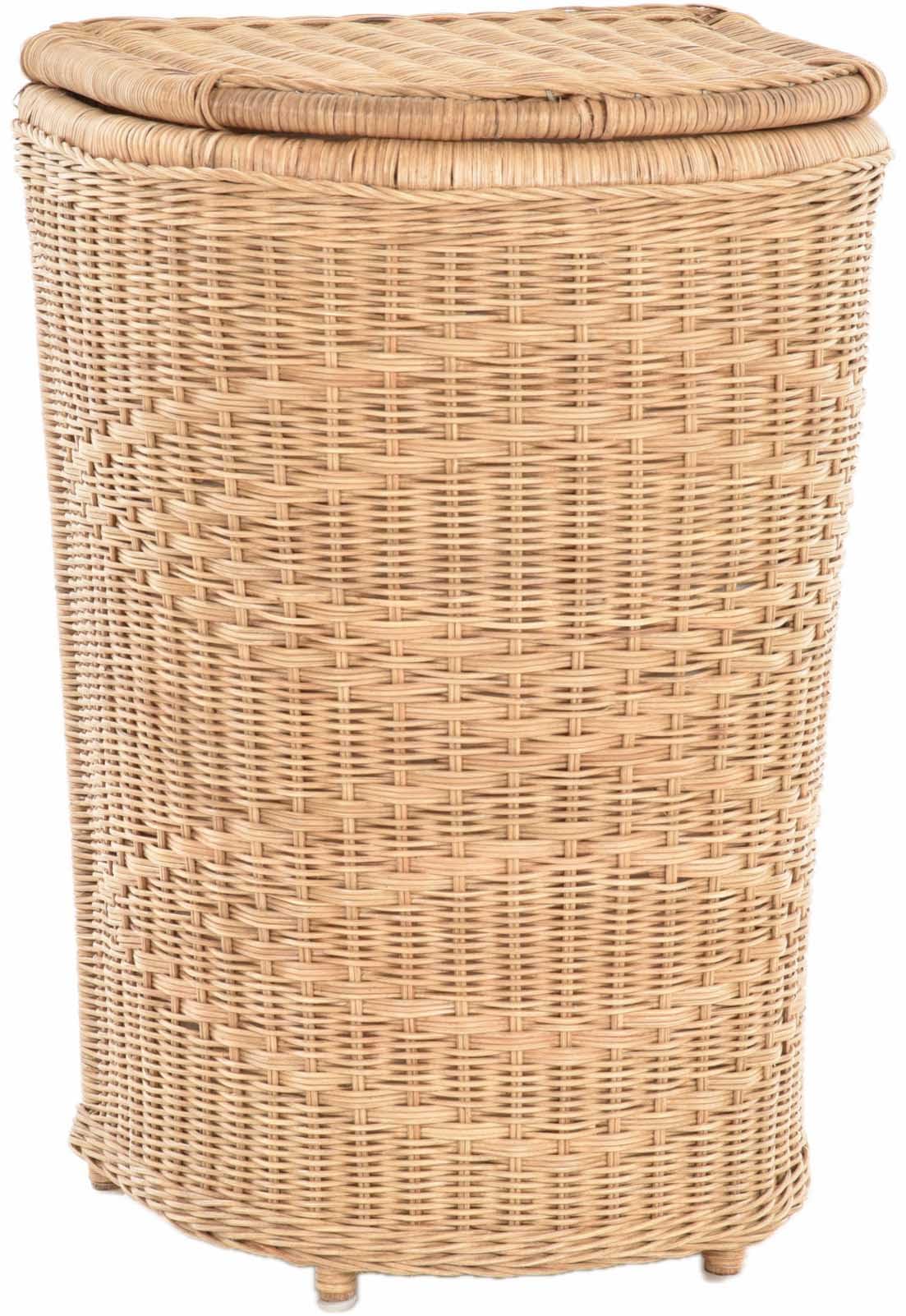 Edle Rattan Wäschetonne Wäschekorb mit Deckel Korb Aufbewahrung für Wäsche mit Inlett Wäschesammler (Honig-Dunkel)