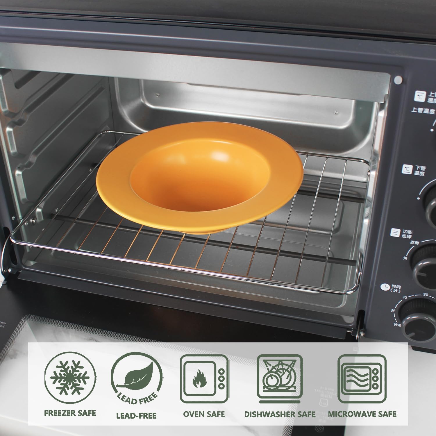 Soup bowl, Salad bowl Set of 4, Embossed Porcelain wide rim bowl, 11.8 oz, microwave and ishwasher afe, best for gourmets and restaurants, Yellow 8.7 Inch