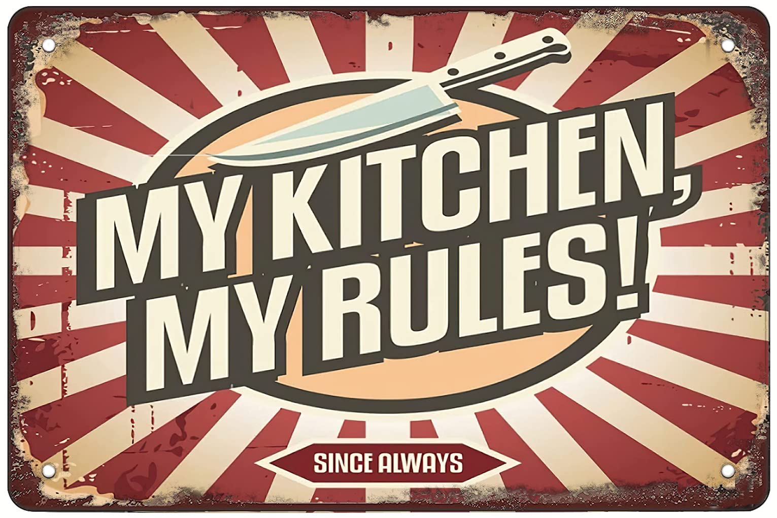 My Kitchen My Rules tin Sign - Metal Tin Sign Hanging Retro Plaque Kitchen Poster Cafe Bar Pub Store Man cave Art Novelty Designs 12x16inch