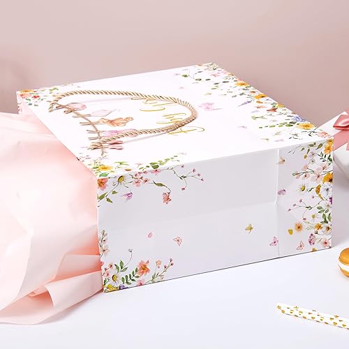 Miniatura 8 de Crisky Bolsa de regalo grande de 13 pulgadas para baby shower con papel de seda, tarjeta de regalo y lazo para decoraciones de baby shower, fiesta