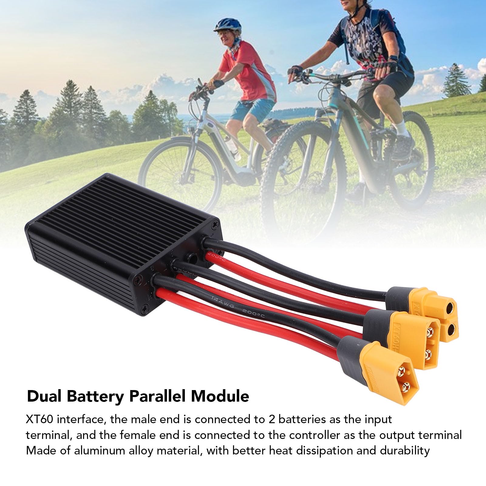 POENVFPO Dual-Battery-Pack-Switch-Balancer, Verbesserte Leistung mit X T 60-Schnittstelle für 20–80 V-Batterien, Doppel-Batterie-Parallelmodul-Adapter-Entladekonverter